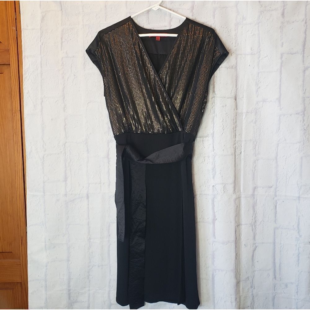 NARCISO RODRIGUEZ FOR DESIGN NATION Faux Wrap Sequined Dress Medium